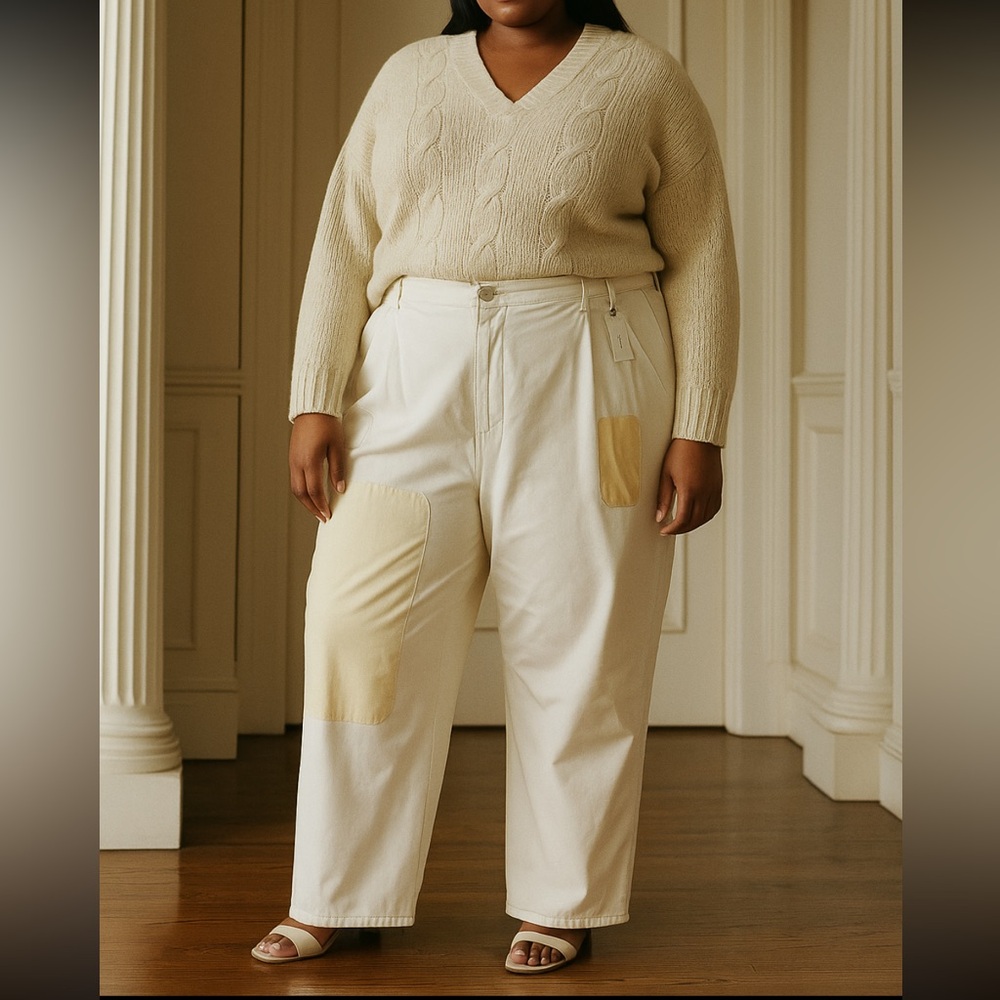 Anthropologie Cream Wide Leg Pants